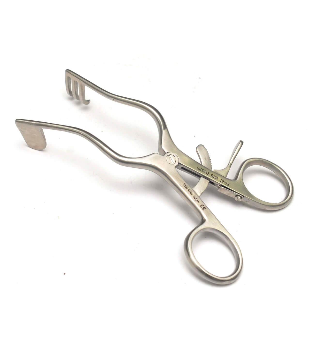 Mastoid Plester self retaining retractor 3 prongs left solid blade right 13CM